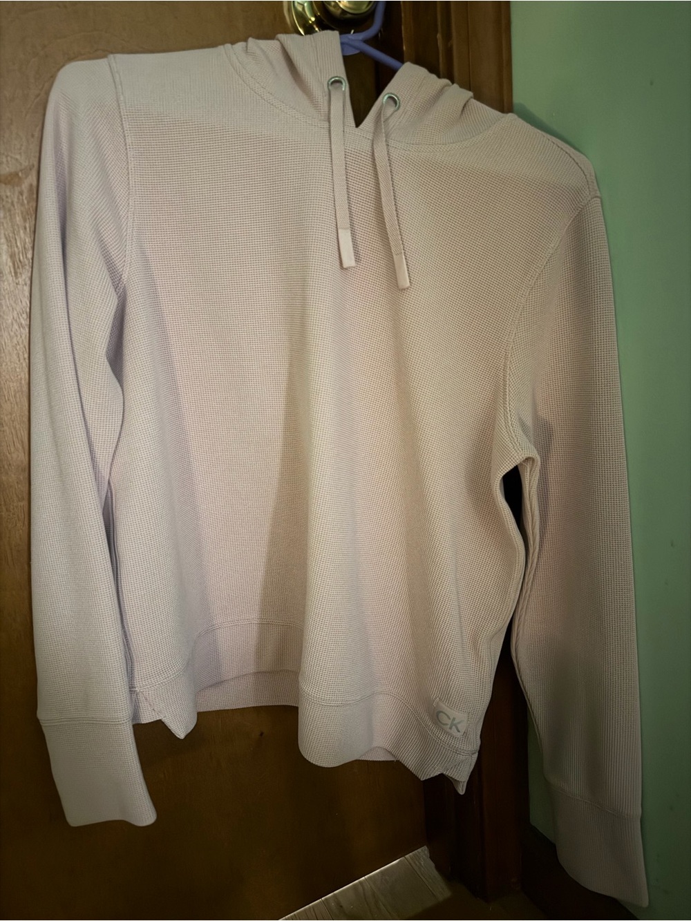 Calvin Klein Performance Dusty Rose Waffle-Knit Hooded Top